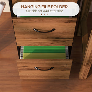 Vertical Filing Cabinet, Tall File Cabinet with 2 Drawers, Hanging Bars for Letter and A4 Size, Rustic Brown – view 3
