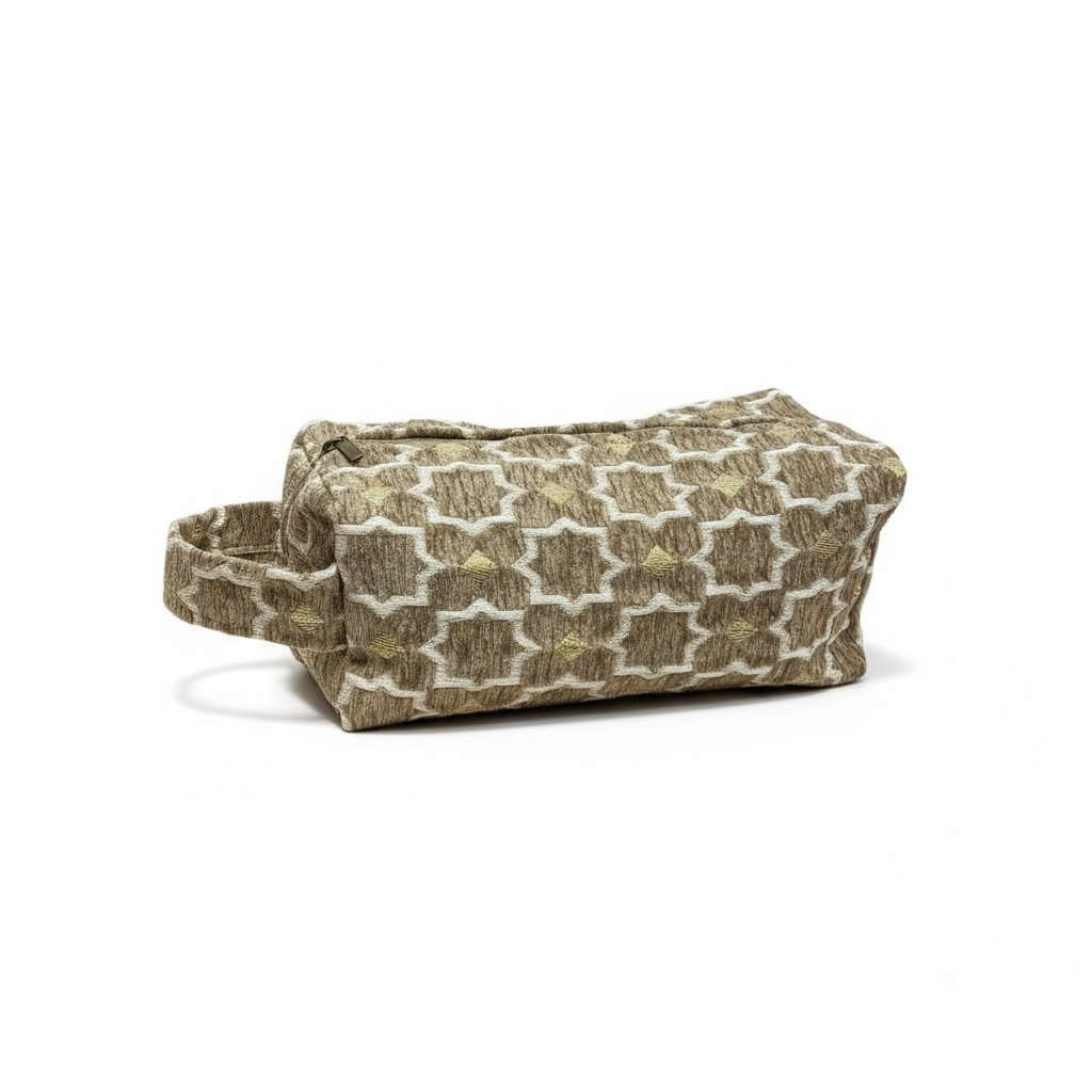 One Earth Brocade Gold Travel Bag, Handmade Morocco