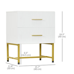 2 Pieces Nightstands with Storage, Modern Bedside Tables with 2 Fluted Drawers and Gold Legs for Bedroom – view 9
