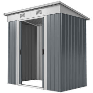 6' x 4' Outdoor Storage Shed, Metal Garden Tool Storage House Organizer with Lockable Sliding Doors and – view 50