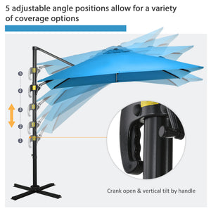 8' x 8' Square Patio Hanging Offset Umbrella with 360° Rotation – view 28