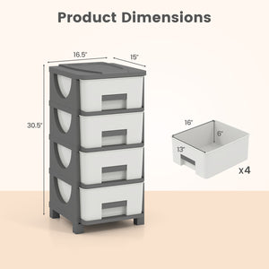 Plastic Storage Organizer with Compact Drawer Cabinet Side Table for Bedroom-Gray view 5