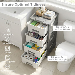 Plastic Storage Organizer with Compact Drawer Cabinet Side Table for Bedroom-Gray view 8
