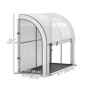 Walk-in Lean-to Greenhouse, Outdoor Gardening Green House with Zipper Roll-up Doors and Window – view 2