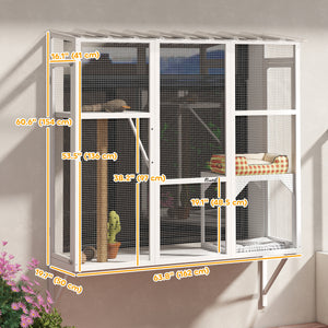 Wooden Catio Outdoor, Cat Window Box Enclosure for 2-3 Large Cats with 2 Jumping Platforms & Scratching – view 16