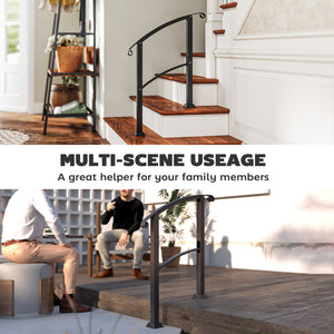 2-3 Step Handrails for Outdoor Steps, Metal Outdoor Stair Railing – view 13