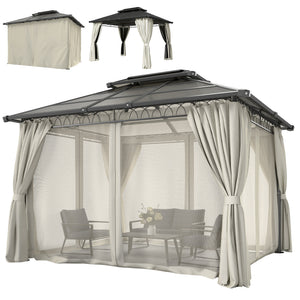 10' x 10' Outdoor Hardtop Gazebo Canopy w/ Double PC Roof, Steel Frame, Nettings – view 15