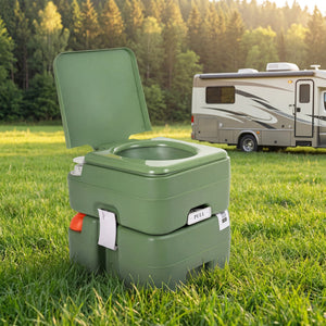 Portable Camping Toilet Porta Potty with Level Indicator and 22 L Detachable Waste Tank-Green view 2
