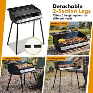 Portable Charcoal Grill with Detachable Legs, Adjustable Grate and Carrying Bag view 7