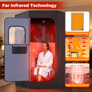 Portable Far Infrared Sauna Box for Home Full Body Sauna Tent-Black view 5