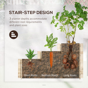 3 Tier Raised Garden Bed with 9 Grow Grids and Bed Liner for Garden, Outdoor to Vegetables, Flowers, Natural