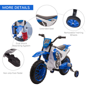 Aosom Kids Dirt Bike 12V Battery-Powered Ride-On Electric Motorcycle with Charging Battery, Training Wheels