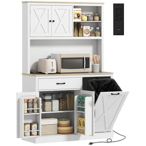 69" Pantry Cabinet with Charging Station, Kitchen Cabinet with Microwave Stand, Tilt-Out Trash Can Cabinet – view 8