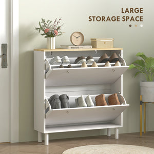 2 Drawers Shoe Storage Cabinet with Adjustable Shelves for 16 Pairs of Shoes, Black – view 10