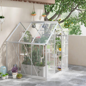 6' x 4' Walk-In Greenhouse, Polycarbonate Greenhouse with Sliding Door, Window, Aluminium Frame – view 14