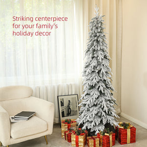 6ft Pencil Flocked Artificial Christmas Tree with 600 Branch Tips, Auto Open and Steel Base, Green – view 10