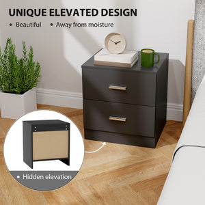 Bedside Table with 2 Drawers, Modern Nightstand for Bedroom, White – view 12