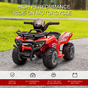 Aosom Kids Ride-on ATV Quad Bike Four Wheeler Car with Music, 6V Battery Powered Motorcycle for 18-36 Months