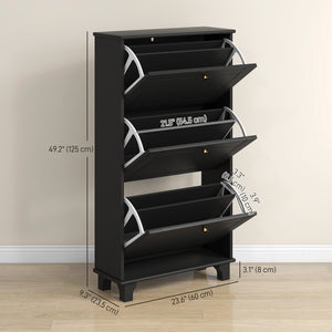 Narrow Shoe Storage with 3 Flip Drawers and Adjustable Shelves – view 2