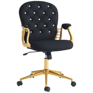 Office Chair, Comfortable Computer Desk Chair with Padded Seat and Adjustable Height, Tufted Back, Black – view 4