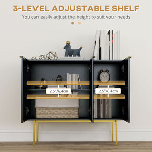 Modern Storage Cabinet Sideboard Buffet Cabinet with Gold Legs for Living Room Dining Room Hallway Black – view 5