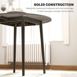 Folding Dining Table, Round Drop Leaf Kitchen Table for Small Spaces with Wood Legs, Oak – view 26