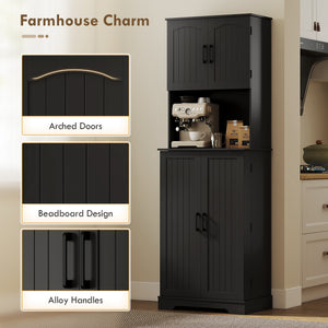 71.5" Tall Pantry Cabinet, Farmhouse Kitchen Storage Cabinet with Adjustable Shelves, 8 Door Spice Racks – view 5