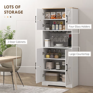 Farmhouse Kitchen Pantry, 68" Freestanding Hutch Storage Cabinet with Microwave Oven Countertop, Black – view 10