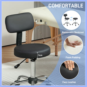 Adjustable Rolling Stool with Removable Backrest, Faux Leather Swivel Stool Chair for Salon Spa, Bar – view 3