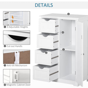 Bathroom Storage Cabinet, Floor Cabinet with Adjustable Shelf and 4 Drawers, Side Cabinet for Washroom – view 5