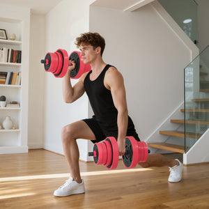 Soozier 44lbs 4-in-1 Adjustable Weight Dumbbell Set, Barbell, Kettlebell, Push Up Stand