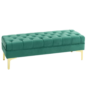 End of Bed Bench, Upholstered Bench, Entryway Shoe Bench with Button Tufted for Living Room, Bedroom, Blue – view 8