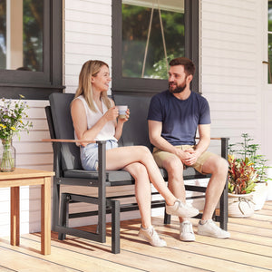 Outdoor Glider Bench for 2 Person, Patio Glider Loveseat with Thick Cushions for Garden Balcony Porch – view 7