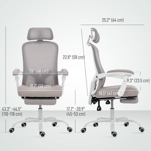 Ergonomic Office Chair, Mesh Reclining Desk Chair with Adjustable Lumbar Support, Headrest, Beige – view 16