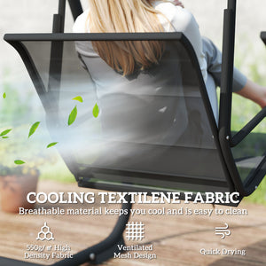 Patio Swing Chair w/Adjustable Canopy Outdoor Porch Swing w/Dual Independent Seats 2-Seat Grey