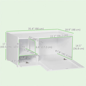 Hidden Cat Litter Box Furniture, Cat Litter Box Enclosure with Storage Compartments and Side Table Function, White