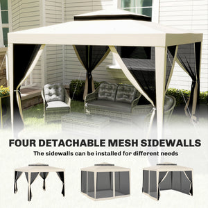 10' x 10' Outdoor Canopy Tent Party Tent with Mesh Netting and Double Tier Roof for Backyard, Garden – view 6