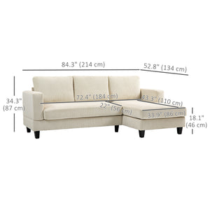 L Shaped Couch, L Shape Sofa with Chaise Lounge and Spring Cushion for Living Room, Bedroom, Beige – view 2