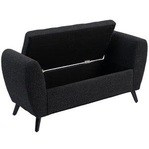 Upholstered Storage Bench with Arms, Modern Ottoman Bench for Bedroom, Entryway, and Living Room, Black – view 2