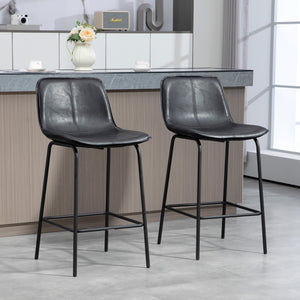 Bar Stools Set of 2, Upholstered Counter Height Bar Chairs, Kitchen Stools with Steel Legs