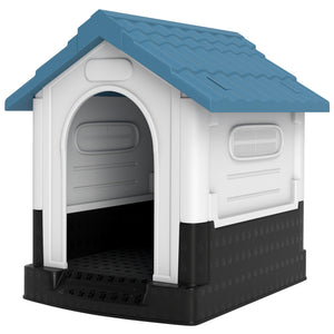 Outside Dog Kennel House with Windows, Base Support, for Garden Patio, Miniature Dogs, 64.5 x 57 x 66cm