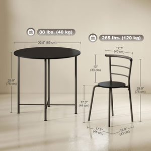 5 Piece Dining Table Set, Space Saving Round Dining Set for 4 with Metal Frame for Small Spaces – view 2