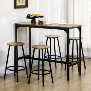 5-Piece Bar Table Set for 4, Industrial Counter Height Bar Table and Chairs for Kitchen, Dining Room, Grey – view 14