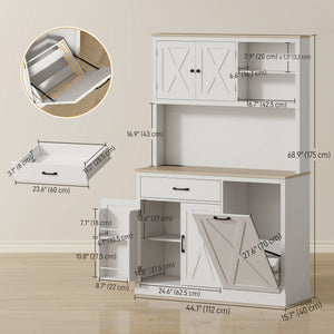 69" Pantry Cabinet with Charging Station, Kitchen Cabinet with Microwave Stand, Tilt-Out Trash Can Cabinet – view 9