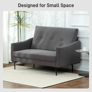 2 Seater Sofa, Small Modern Couch with High-Resilience Foam, Thicken Padding, Button Tufted, Cream White – view 12
