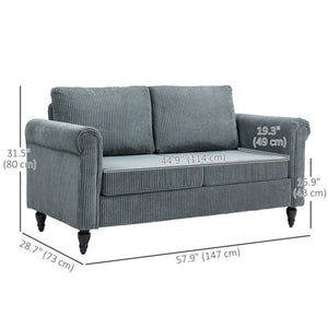 Vintage Loveseat, Upholstered Love Seat Furniture, Chenille-feel Fabric 2 Seater Sofa Couch with Rolled – view 23