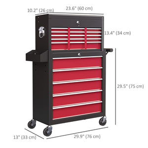 14 Drawer Rolling Tool Chest, Lockable Tool Storage Cabinet with Detachable Top Toolbox, Protective Liner – view 9