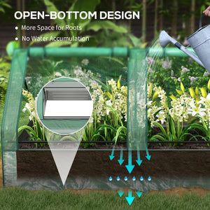 6' x 3' Metal Planter Box with Cover, Raised Garden Bed with Mini Greenhouse for Herbs, Vegetables, Green and Dark Grey