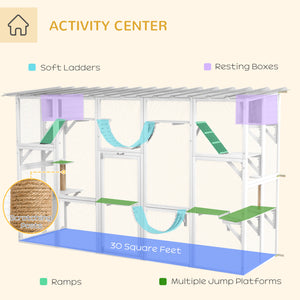 Large Outdoor Catio with Condos, Platforms, Doors, Ladders, Weather-Resistant Roof, Grey – view 11