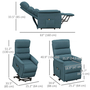 Lift Chair for Elderly, Power Chair Recliner with Remote Control, Side Pockets for Living Room, Blue – view 2